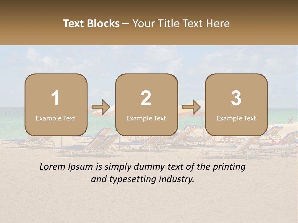 Beach, Sunbed With Umbrellas PowerPoint Template