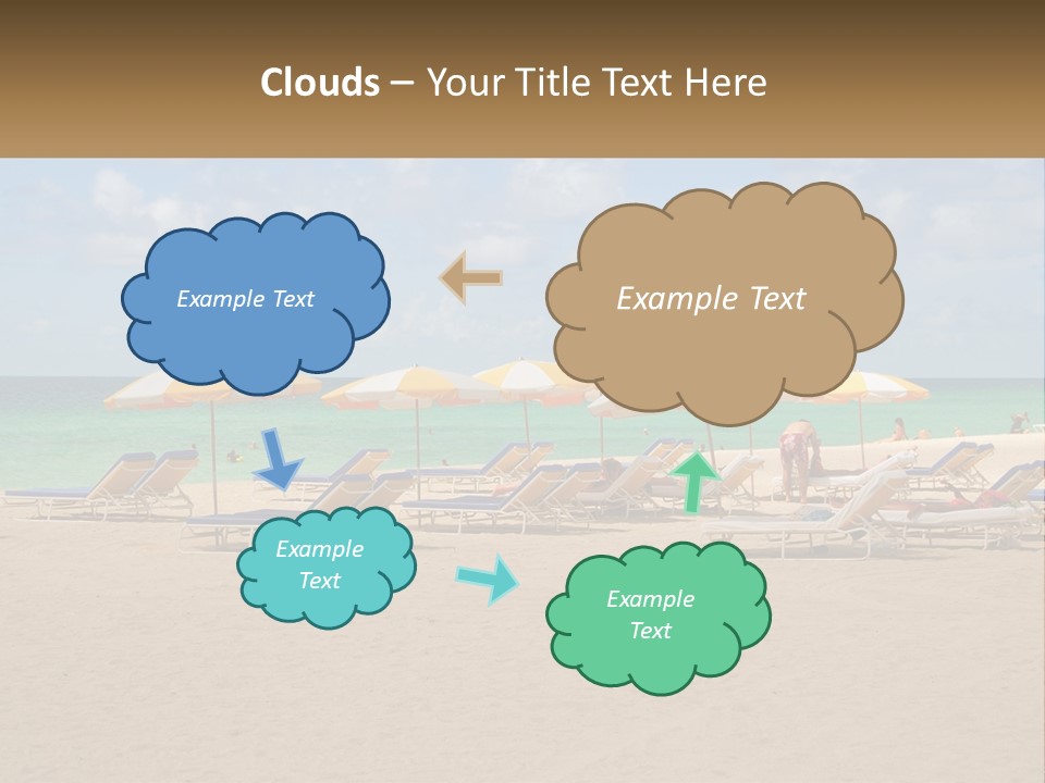 Beach, Sunbed With Umbrellas PowerPoint Template