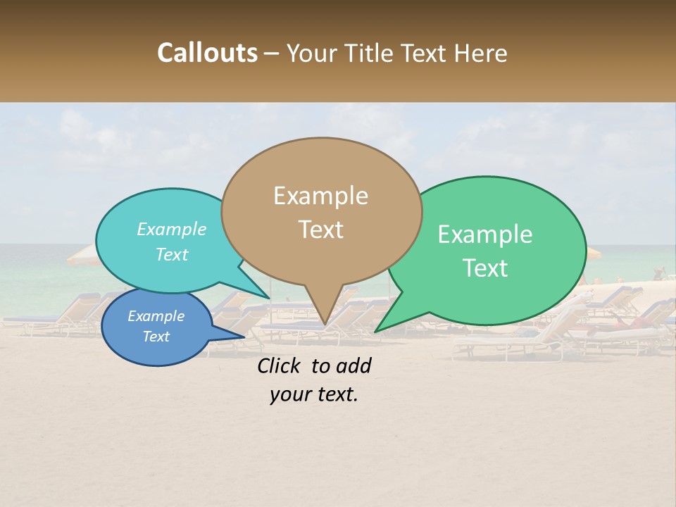 Beach, Sunbed With Umbrellas PowerPoint Template
