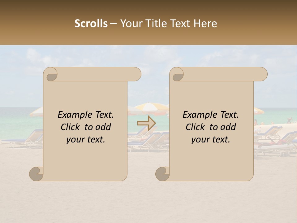 Beach, Sunbed With Umbrellas PowerPoint Template