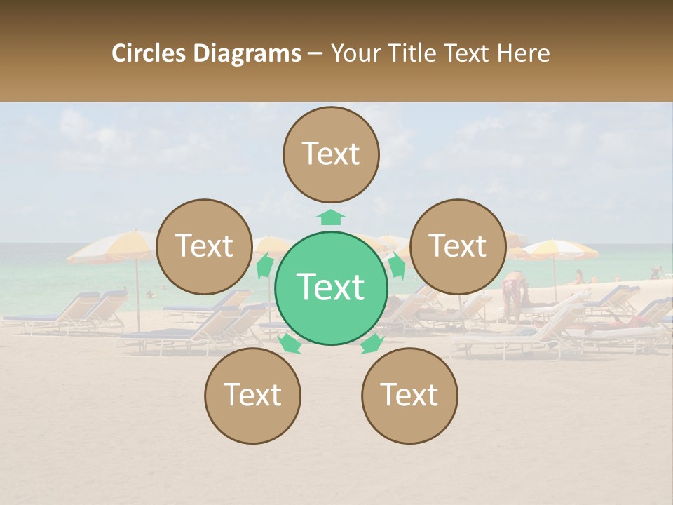 Beach, Sunbed With Umbrellas PowerPoint Template