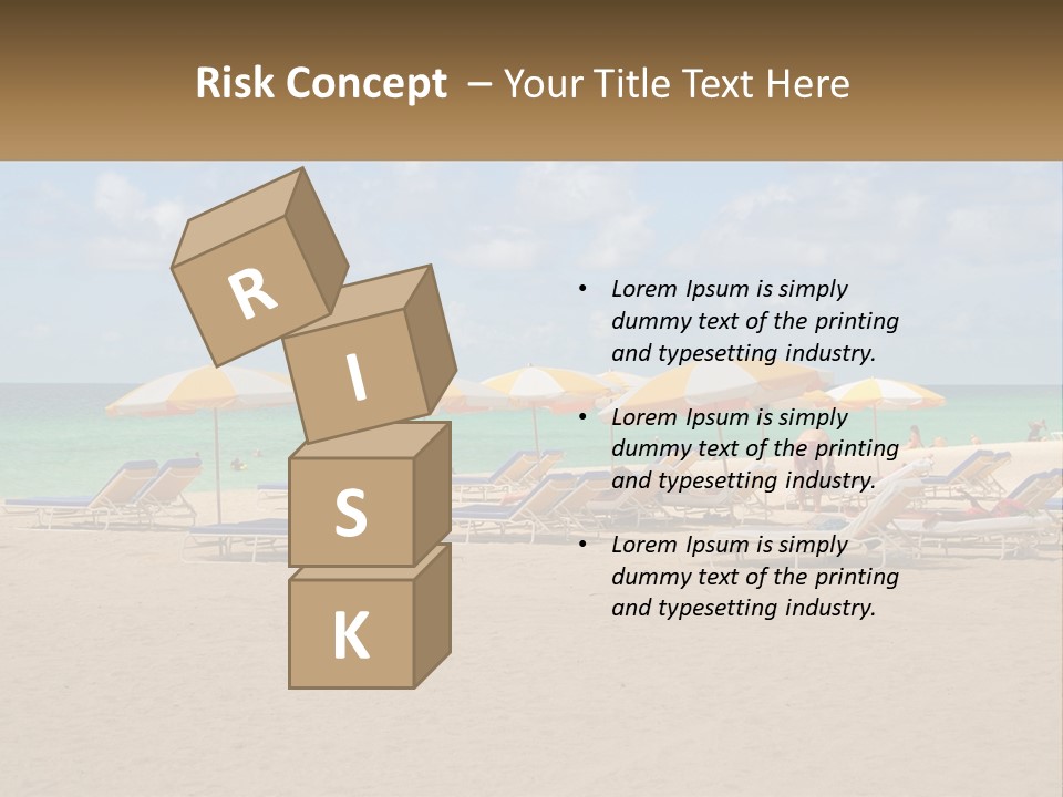 Beach, Sunbed With Umbrellas PowerPoint Template