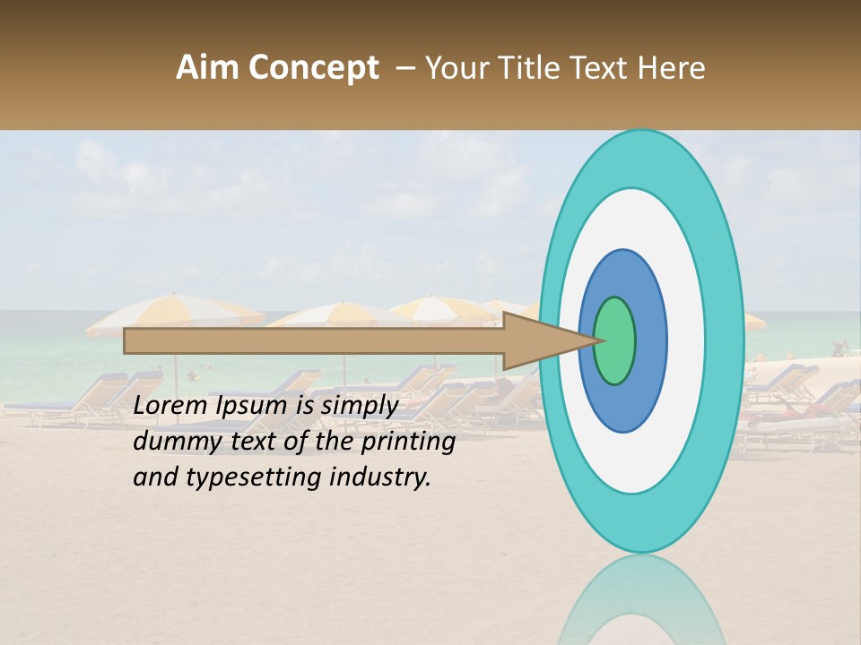 Beach, Sunbed With Umbrellas PowerPoint Template