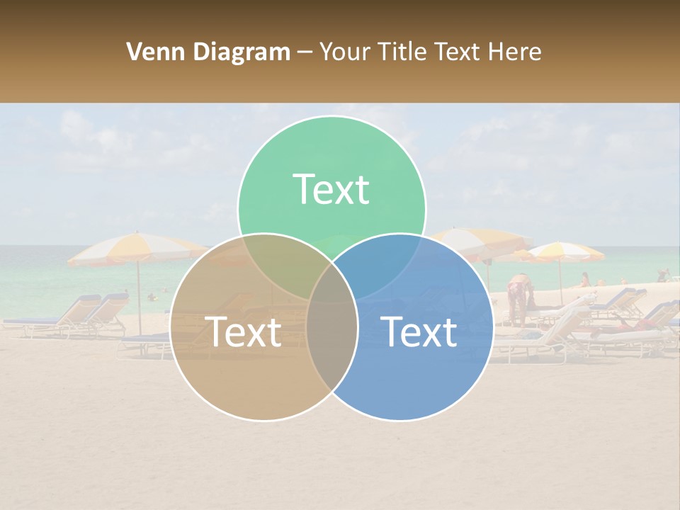 Beach, Sunbed With Umbrellas PowerPoint Template