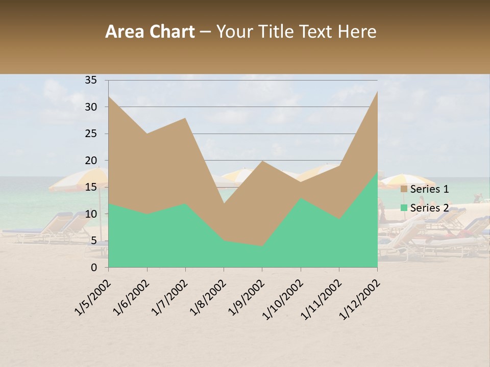 Beach, Sunbed With Umbrellas PowerPoint Template
