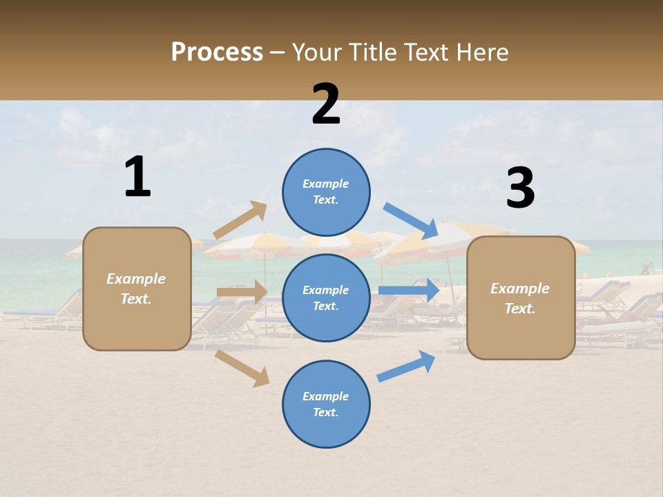 Beach, Sunbed With Umbrellas PowerPoint Template