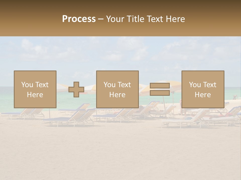 Beach, Sunbed With Umbrellas PowerPoint Template