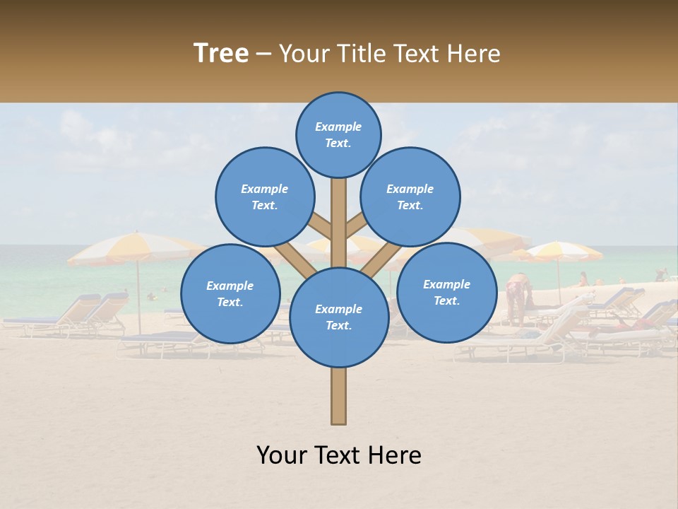 Beach, Sunbed With Umbrellas PowerPoint Template