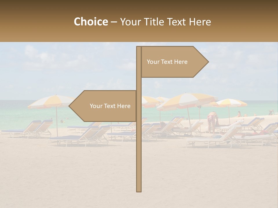 Beach, Sunbed With Umbrellas PowerPoint Template