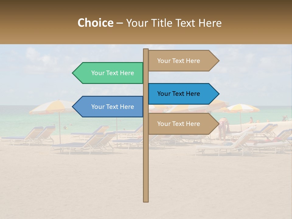 Beach, Sunbed With Umbrellas PowerPoint Template