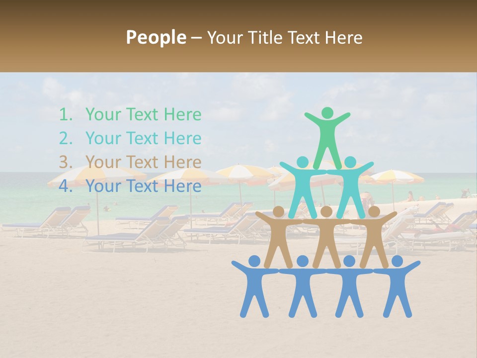 Beach, Sunbed With Umbrellas PowerPoint Template