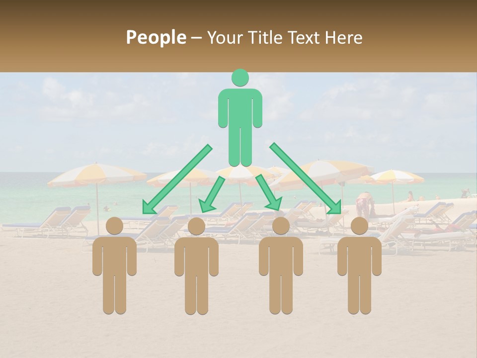 Beach, Sunbed With Umbrellas PowerPoint Template