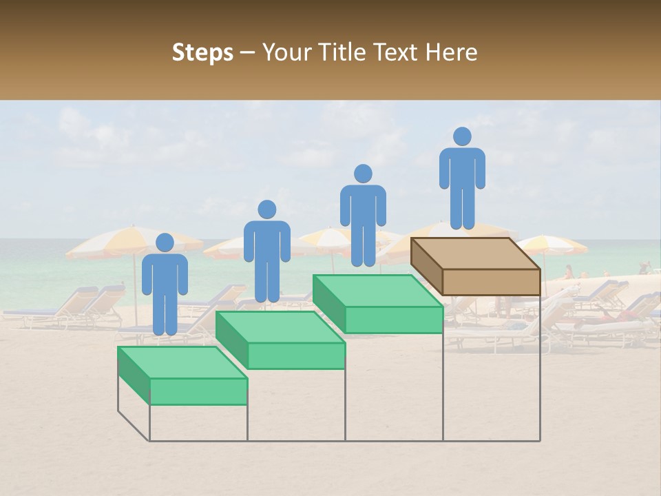 Beach, Sunbed With Umbrellas PowerPoint Template