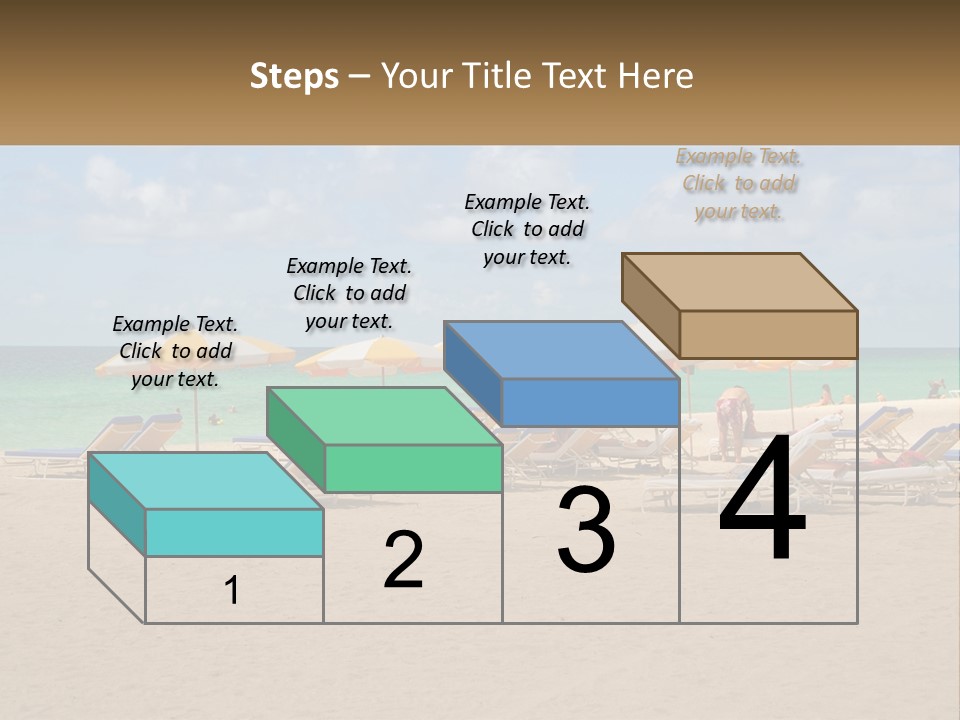 Beach, Sunbed With Umbrellas PowerPoint Template