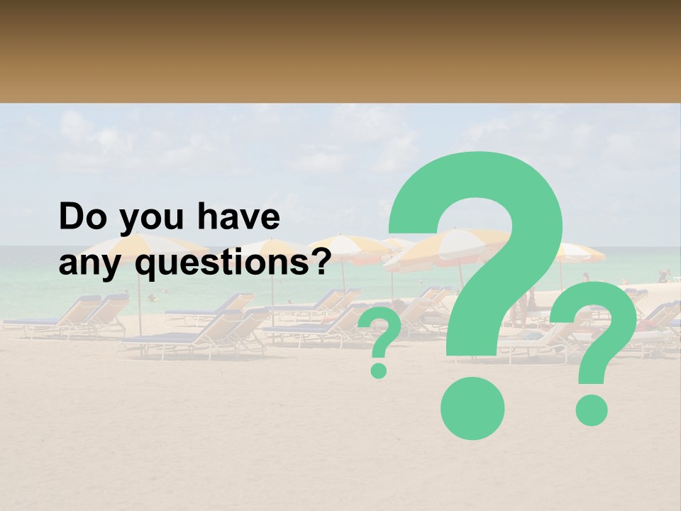 Beach, Sunbed With Umbrellas PowerPoint Template