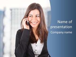 The Girl Is Talking On The Phone PowerPoint Template