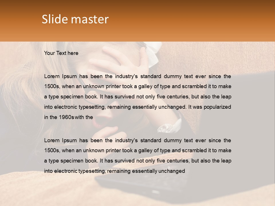 Schoolgirl At Laptop PowerPoint Template