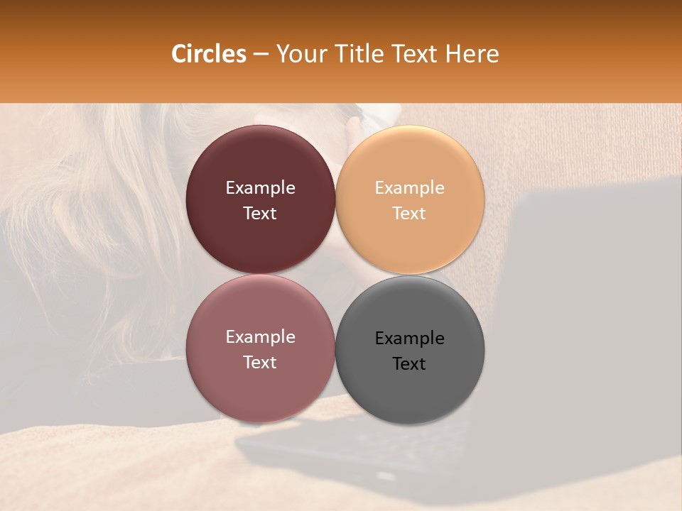 Schoolgirl At Laptop PowerPoint Template