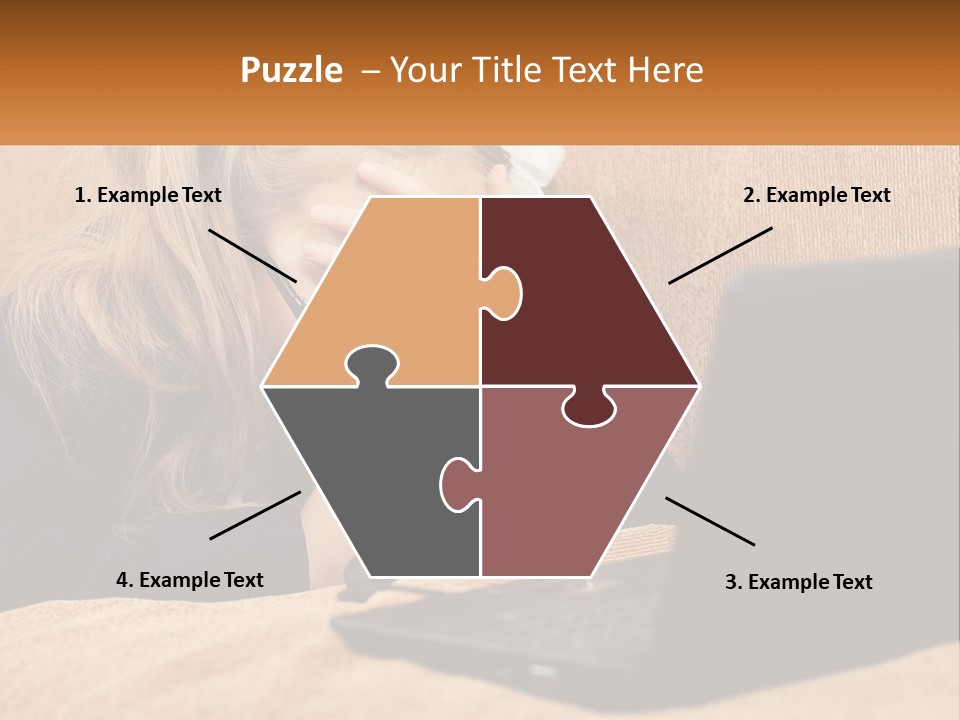 Schoolgirl At Laptop PowerPoint Template