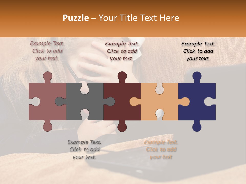 Schoolgirl At Laptop PowerPoint Template