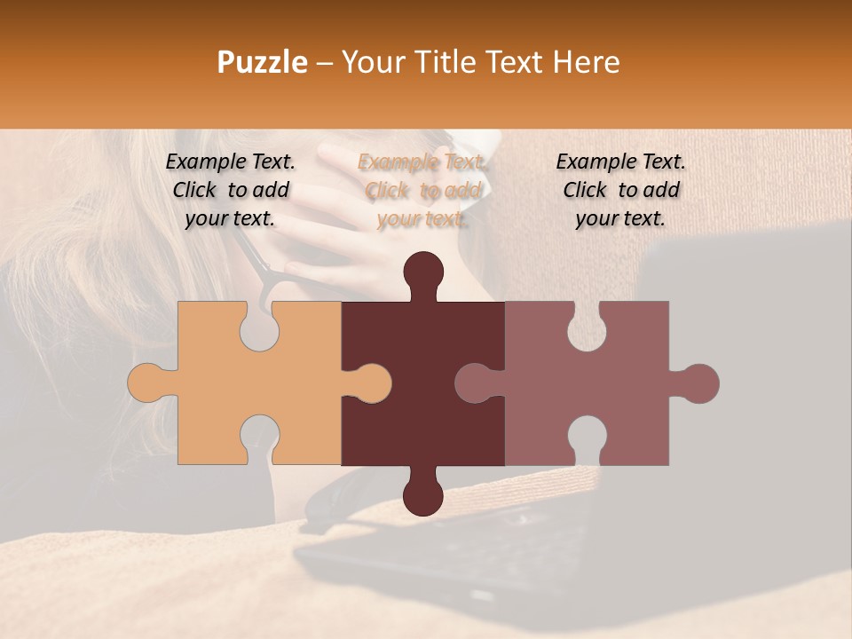 Schoolgirl At Laptop PowerPoint Template