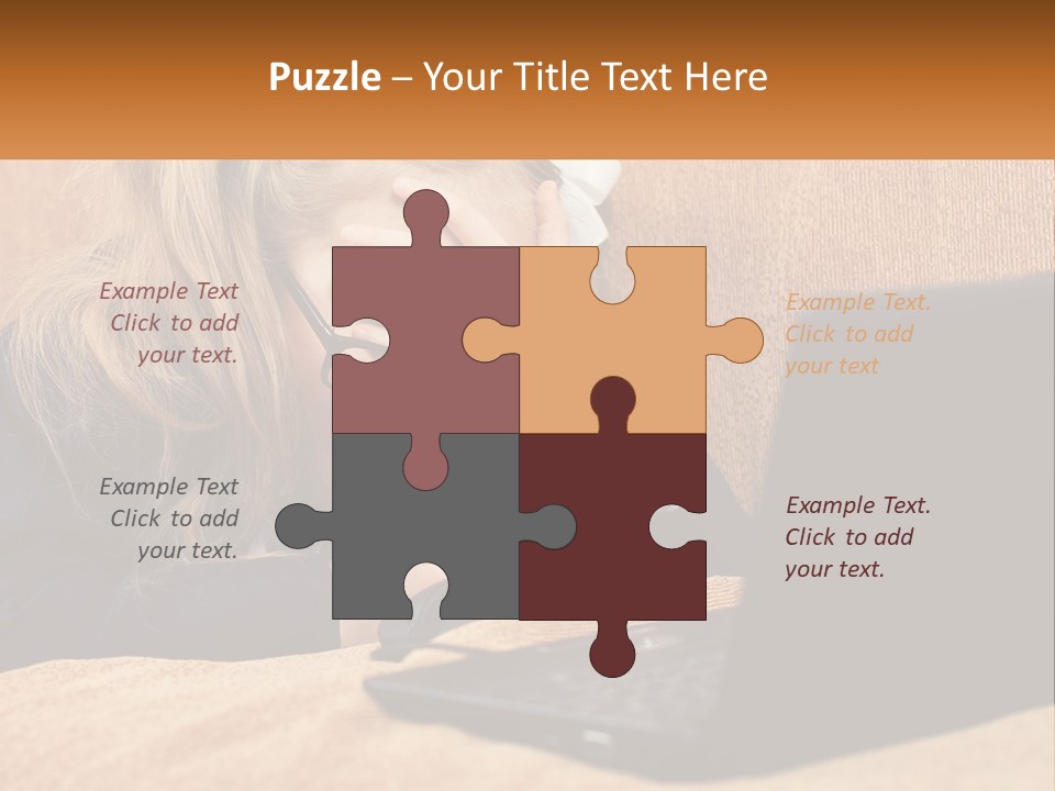 Schoolgirl At Laptop PowerPoint Template