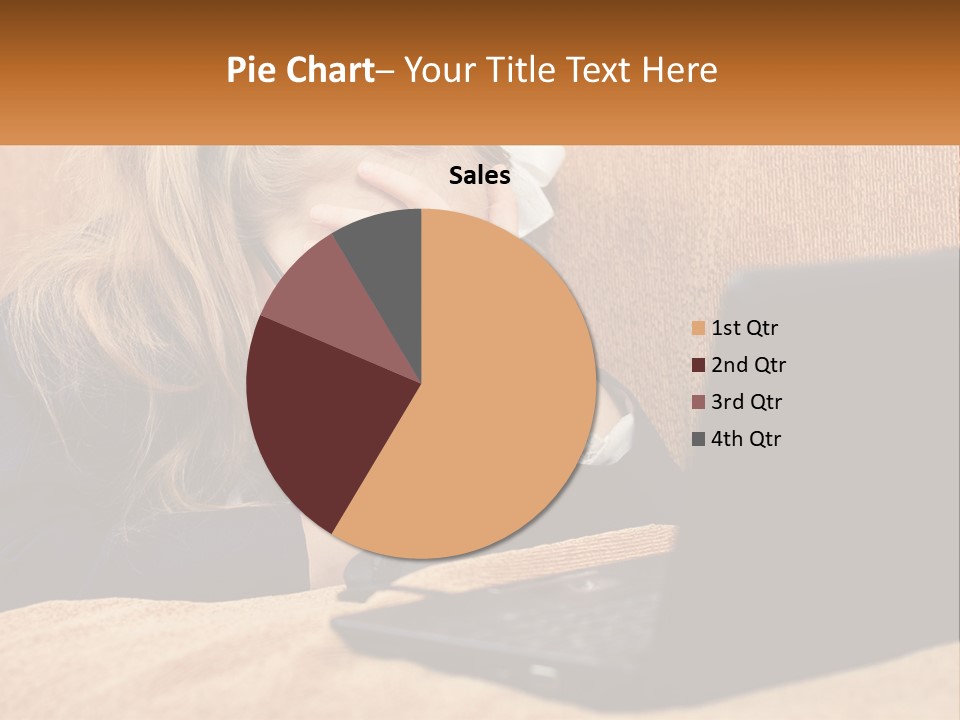 Schoolgirl At Laptop PowerPoint Template