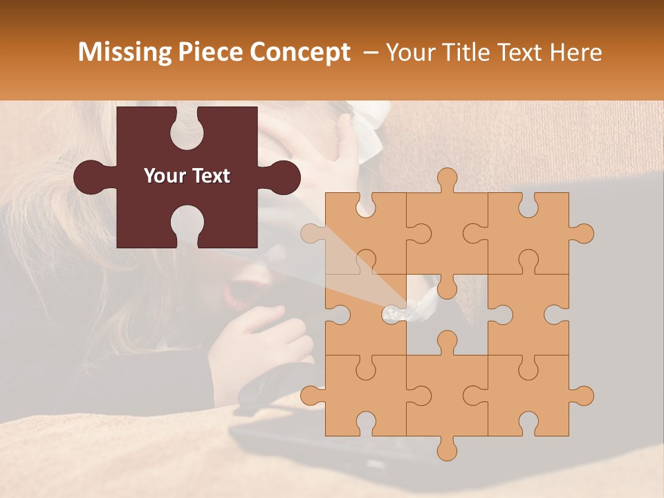 Schoolgirl At Laptop PowerPoint Template