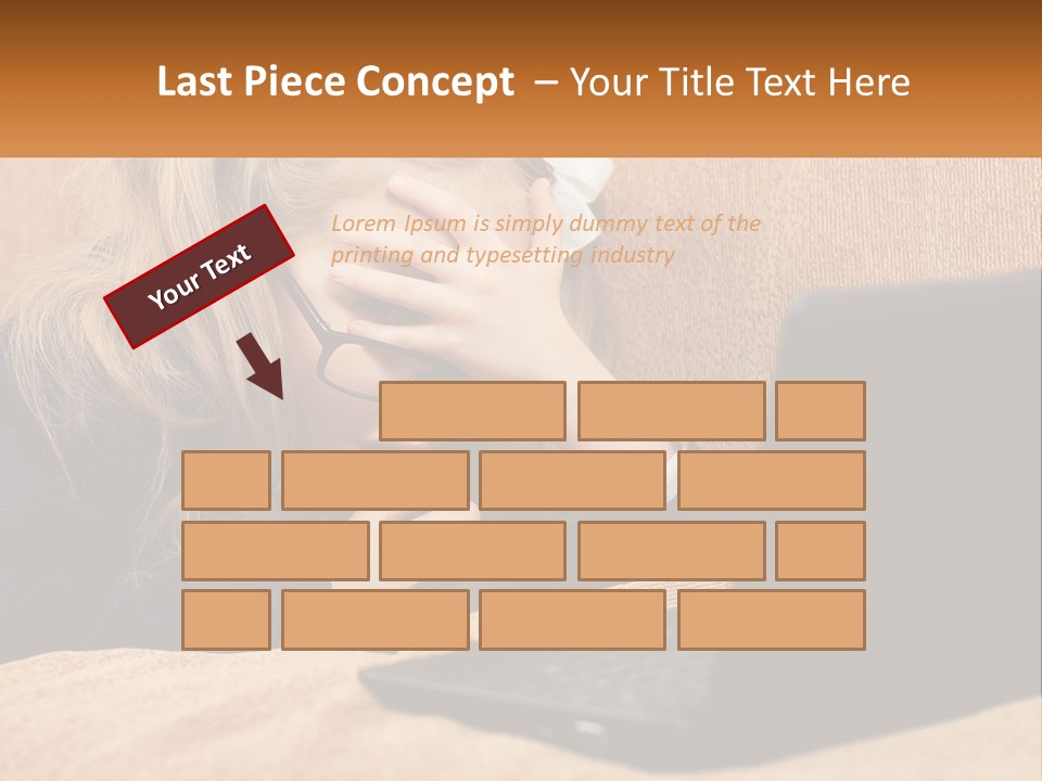 Schoolgirl At Laptop PowerPoint Template