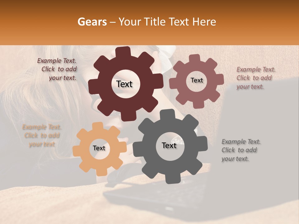 Schoolgirl At Laptop PowerPoint Template