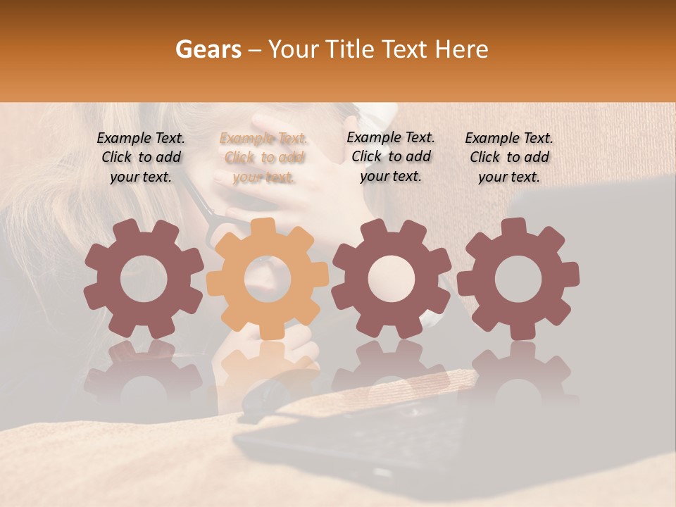 Schoolgirl At Laptop PowerPoint Template