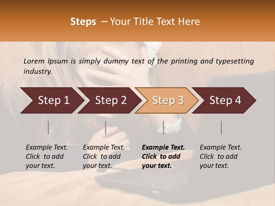Schoolgirl At Laptop PowerPoint Template