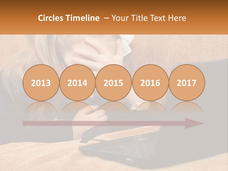 Schoolgirl At Laptop PowerPoint Template