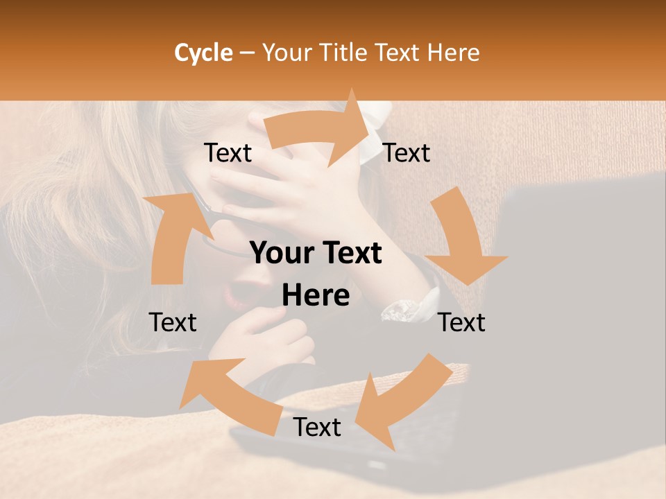 Schoolgirl At Laptop PowerPoint Template