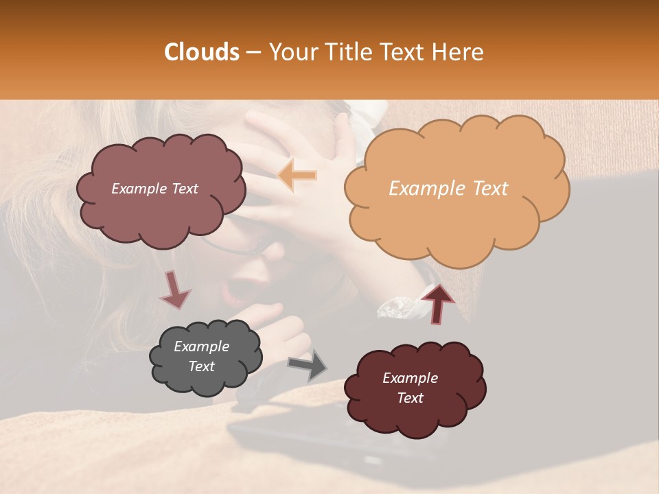 Schoolgirl At Laptop PowerPoint Template