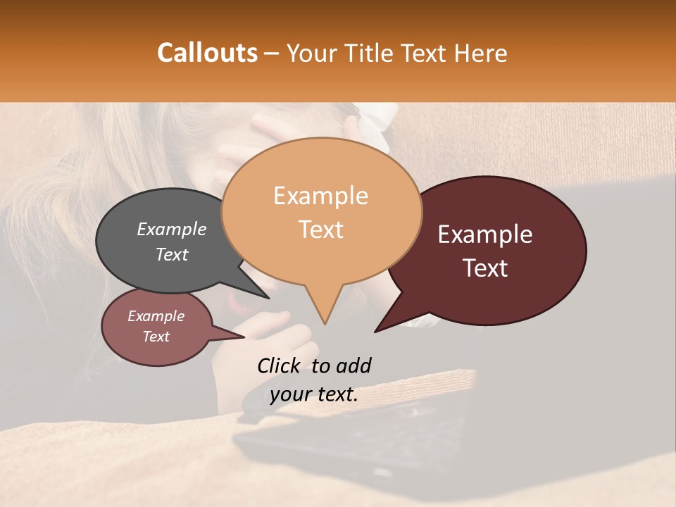 Schoolgirl At Laptop PowerPoint Template