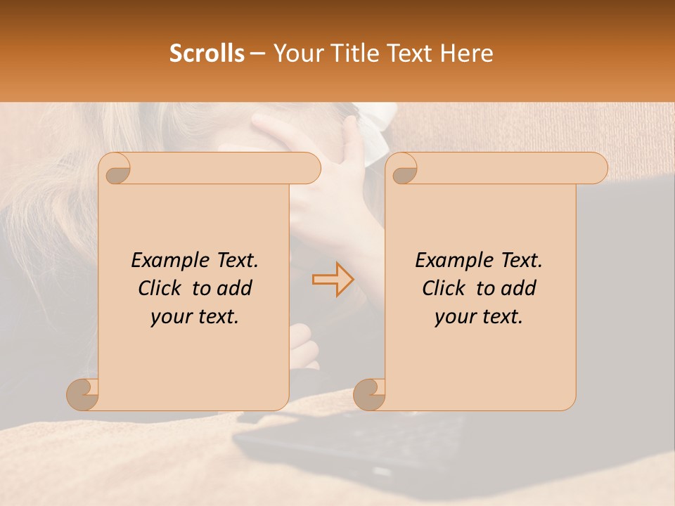 Schoolgirl At Laptop PowerPoint Template