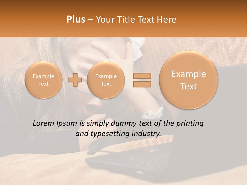 Schoolgirl At Laptop PowerPoint Template