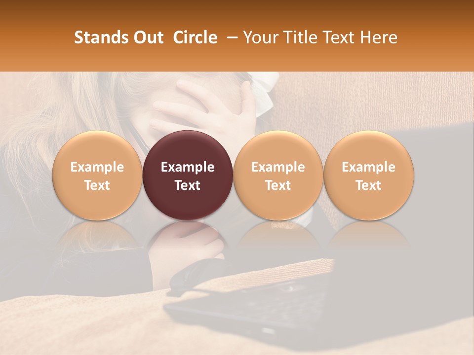 Schoolgirl At Laptop PowerPoint Template