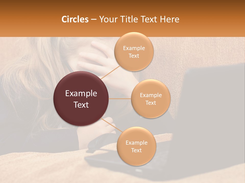 Schoolgirl At Laptop PowerPoint Template