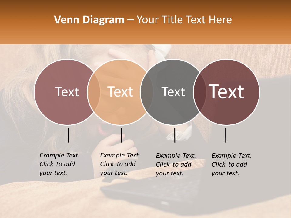 Schoolgirl At Laptop PowerPoint Template