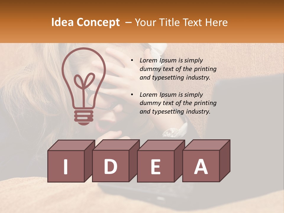 Schoolgirl At Laptop PowerPoint Template