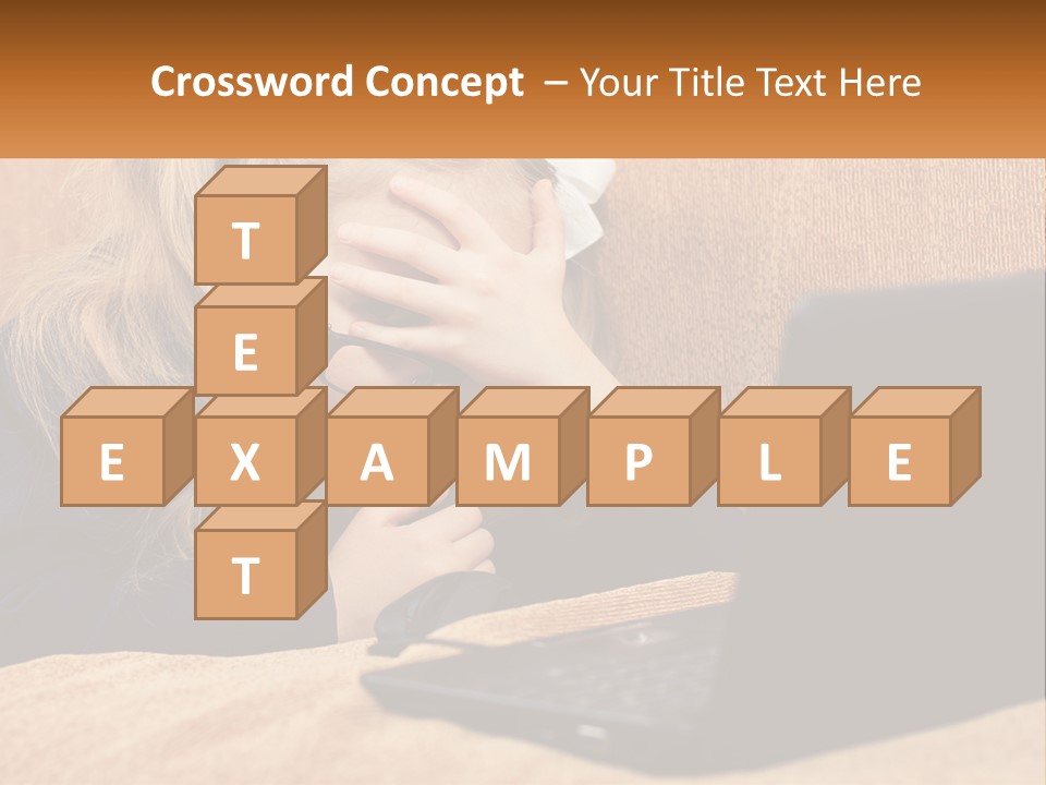 Schoolgirl At Laptop PowerPoint Template