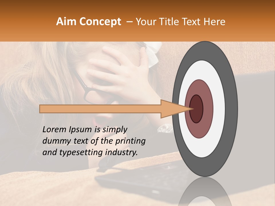 Schoolgirl At Laptop PowerPoint Template