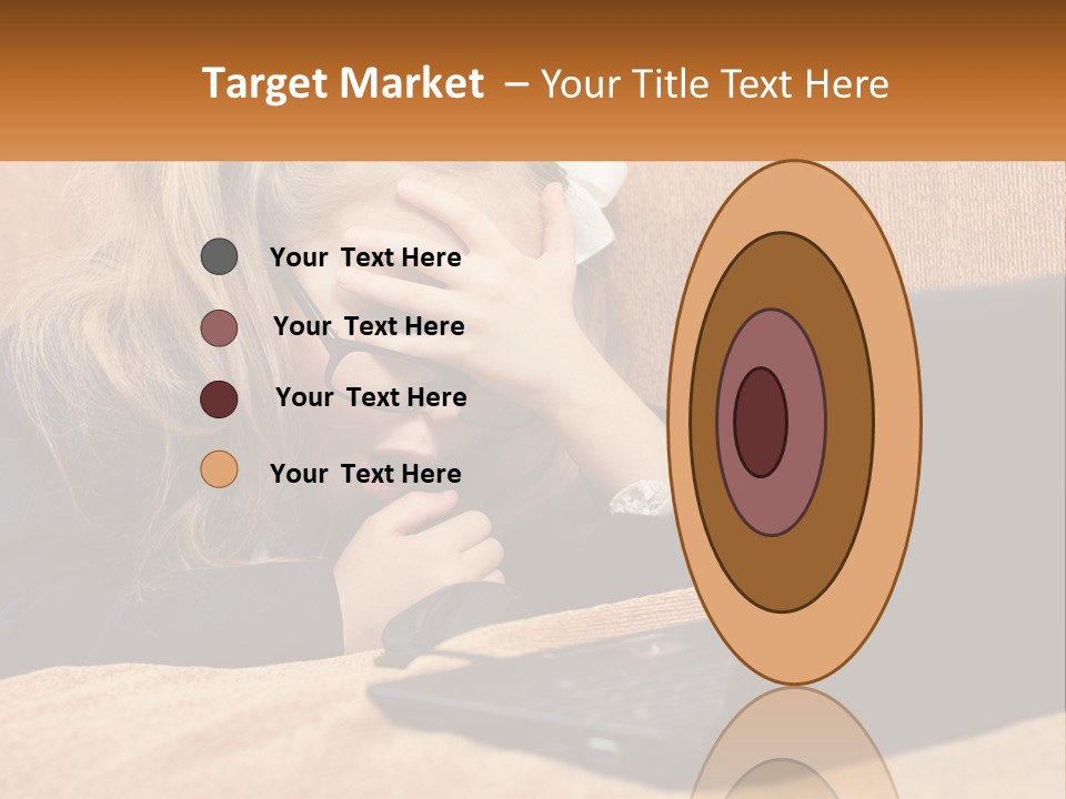 Schoolgirl At Laptop PowerPoint Template