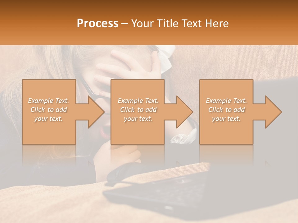 Schoolgirl At Laptop PowerPoint Template