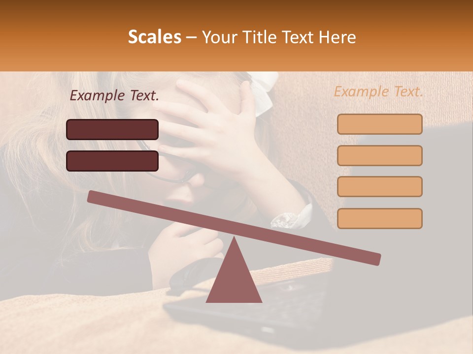 Schoolgirl At Laptop PowerPoint Template