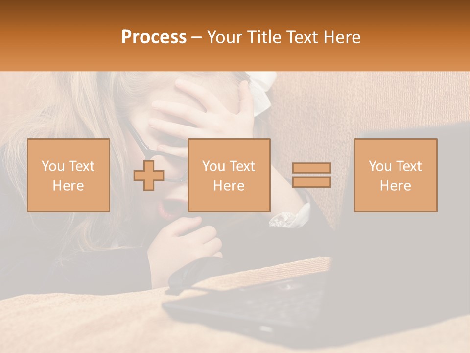 Schoolgirl At Laptop PowerPoint Template