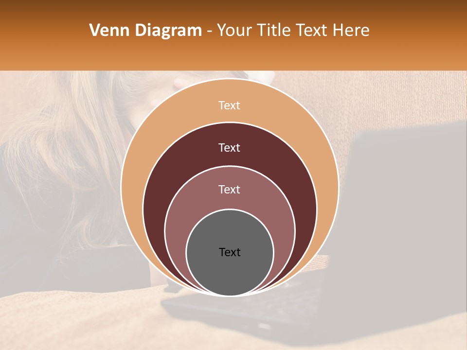 Schoolgirl At Laptop PowerPoint Template