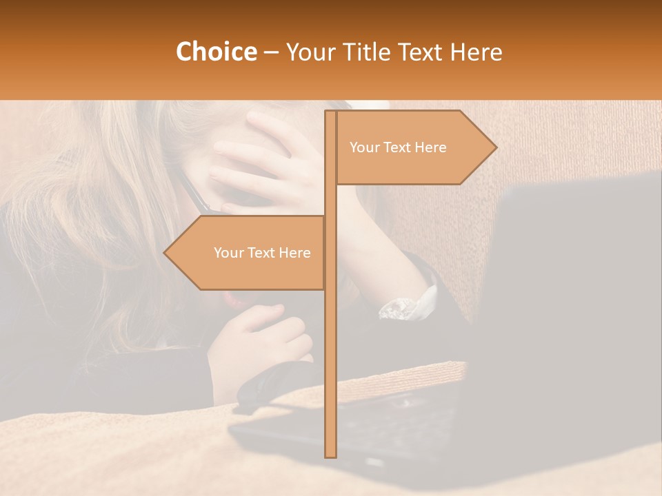 Schoolgirl At Laptop PowerPoint Template